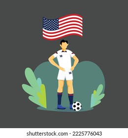 USA player flat concept character design