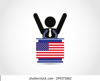 USA Podium Politician Win Election