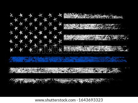 Grunge USA Flag Police Thin Blue Line Motorcycle Flag