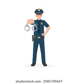 USA Police officer with handcuff arrest vector illustration