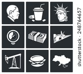 USA policy Vector Icons Set