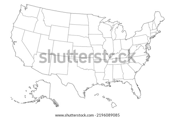 Usa Political Map Isolated On White Stock Vector (Royalty Free ...