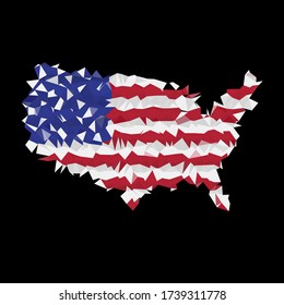 USA polygonal flag map with triangulation effect. Vector illustration.