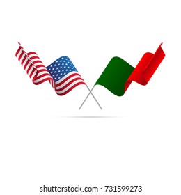 USA and Portugal flags. Vector illustration.