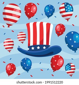 usa postcard with flag in hat