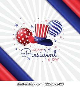 USA President Day Celebration with Uncle Sam Hat and Balloons Background Illustration