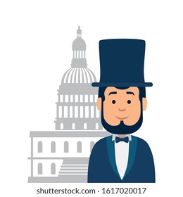 Usa president man and capitol design, United states america independence nation us country and national theme Vector illustration