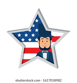 Usa president man inside star design, United states america independence nation us country and national theme Vector illustration