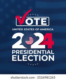 Votación del presidente de Estados Unidos en 2024. El día de las elecciones. Cartel de votación electoral. Plantilla Vote 2024 en USA, diseño de Anuncio. Campaña electoral política. Vector Elección Anuncio de votación. Día de votación, 5 de noviembre.