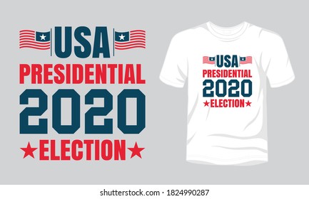 Diseño de camisetas vectoriales de tipografía de la "elección presidencial estadounidense 2020".