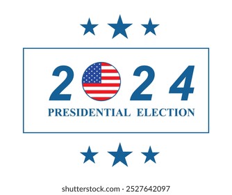 Eleição política americana na campanha presidencial dos EUA. Sinal patriótico dos EUA. Símbolo da bandeira dos EUA dos partidos políticos republicanos VS democratas. Dia da eleição presidencial. Vote em 2024 nos EUA, banner vetor.