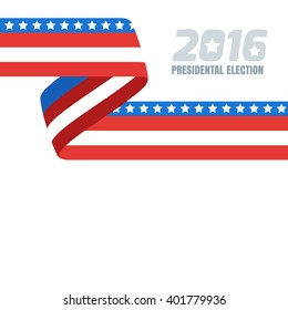 USA Presidential election 2016. Abstract vector background with ribbon in colors of united states flag. Vote and election banner design template with copy space.