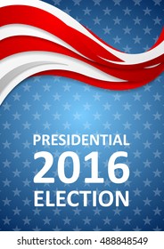 USA Presidential Election 2016 Wavy Flyer Template. Vector Background