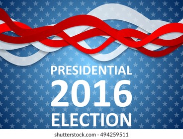 USA Presidential Election 2016 wavy flyer template. Vector background