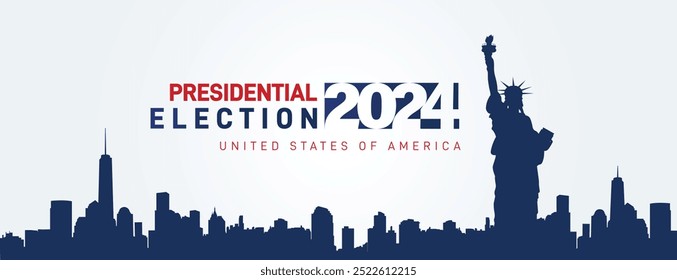 Ilustração vetorial da eleição presidencial de 2024 nos EUA. Cartaz, cartão, faixa e fundo.