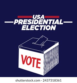 "USA Presidential Election" design. Elections Campaign design with a ballot box. Elections concept vector illustration on a blue background. Ideal for use in campaign posters and banners. EPS Format.