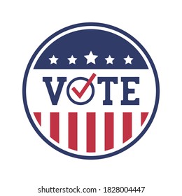 USA presidential election vote icon campaign, American flag on badge, Simple design for web site, logo, app, UI, Pin button, Vector illustration