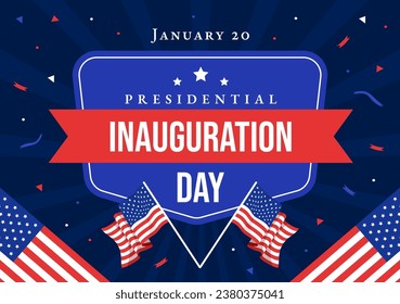 USA Presidential Inauguration Day Vector Illustration January 20 with Capitol Building Washington D.C. and American Flag in Background Design