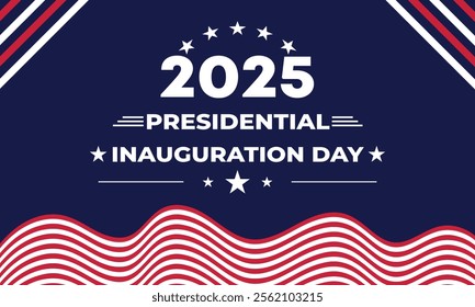 USA Presidential Inauguration Day Vector Illustration January 20 with USA Flag. Day of Patriotic Presidential Inauguration United States of America with Stars