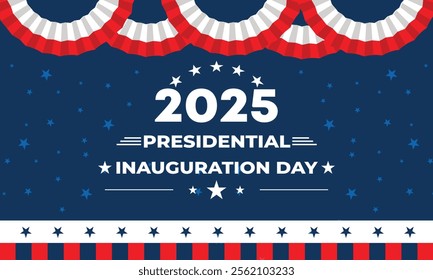 USA Presidential Inauguration Day Vector Illustration January 20 with USA Flag. Day of Patriotic Presidential Inauguration United States of America with Stars