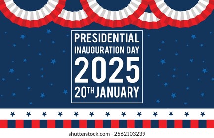 USA Presidential Inauguration Day Vector Illustration January 20 with USA Flag. Day of Patriotic Presidential Inauguration United States of America with Stars