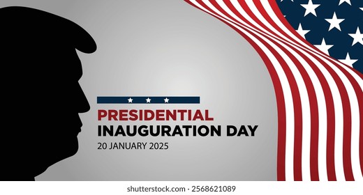 USA Presidential Inauguration Day Vector Illustration January 20 2025 with USA Flag. Day of Patriotic Presidential Inauguration United States of America with president silhouette