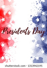 USA Presidents day background. Abstract background with paint splashes in USA flag colors. Template for national holiday background. 