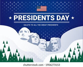 USA Presidents day background and lettering dark blue - USA Rushmore Presidents illustration, stars and stripes texture vector
