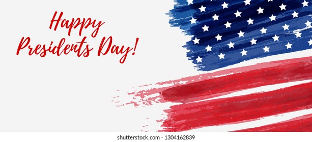 USA Presidents day background. Vector abstract grunge brushed flag with text. Template for horizontal banner.