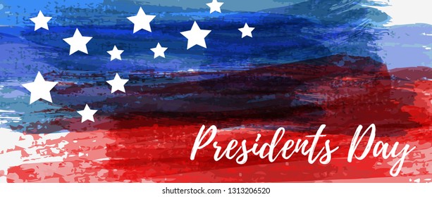 USA Presidents day background. Vector abstract grunge brushed flag with text. Template for horizontal banner.