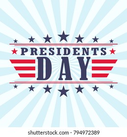 USA Presidents day poster background with stars, stripes and ribbon. Vector illustration.