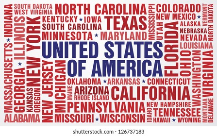  USA puzzle of words by States of the United States of America