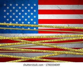 USA in quarantine textured background. Vector illustration.