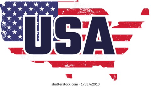 USA quote.  USA map. USA flag