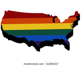 USA with Rainbow Colors