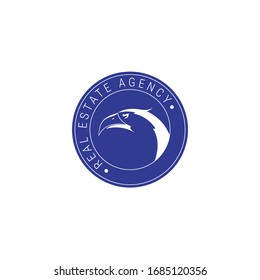 USA real estate company emblem idea. Bald eagle head emblem. American flag colors. Vector illustration.