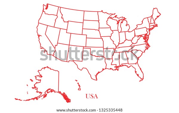 Usa Red Line Map Stock Vector (Royalty Free) 1325335448 | Shutterstock