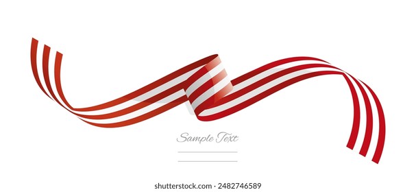 USA red white ribbon vector illustration. American ribbon on abstract isolated on white color background