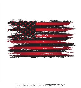 USA Reddish Flag Abstract Art with White Background | Vector Art