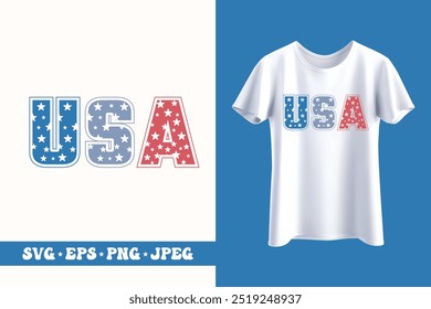 USA, Retro America eps, 4th Of July ai, 4th Of July Sublimation Tshirt Design, America, Patriotic png, star Cut File Cricut, USA Png, Pdf, Eps, Ai, Cut Files, USA With Stars