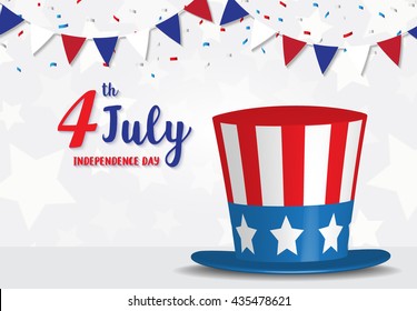 usa retro hat happy 4 july  Independence day greeting. vector