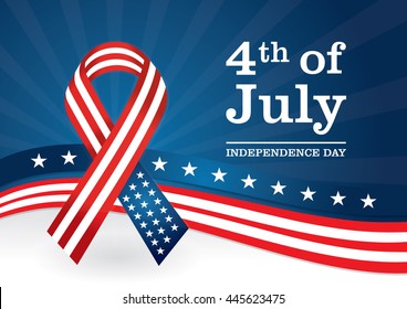 USA Ribbon Background at A4 size and CMYK colors. Independence day, 4th of July template.