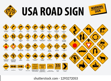 usa road sign - warning sign. eps 10 vector