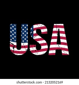 USA rough text with american flags