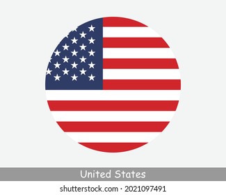 USA Round Circle Flag. United States of America Circular Button Banner Icon. American Flag EPS Vector