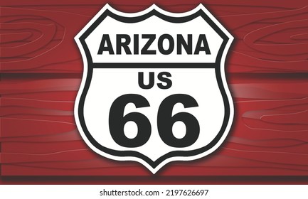 Señal de la ruta 66 vintage para el estado de Arizona, 3d representación