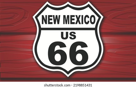 USA Route 66 vintage road sign for New Mexico state , 3d rendering