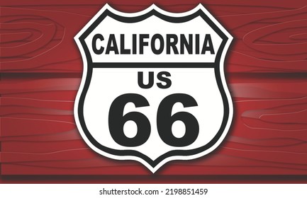 Señal de la ruta 66 vintage de la ruta USA para el estado de California, 3d representación