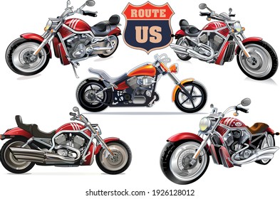 USA routs. Big red motorcycle