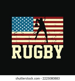 USA Rugby Vintage Flag Silhouette svg